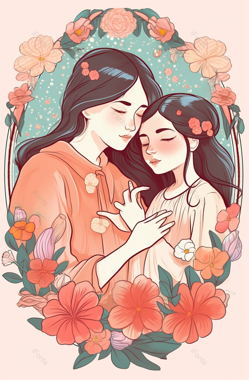 浪漫温馨母亲节手绘海报背景,插画/手绘图,插画/手绘图库,插画/手绘图下载,插画/手绘